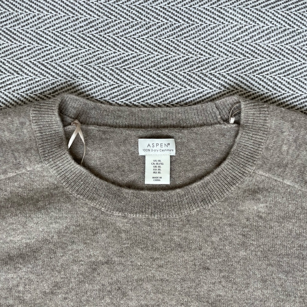 Aspen 100% Cashmere 2-Ply Beige Long Sleeve Sweater XL